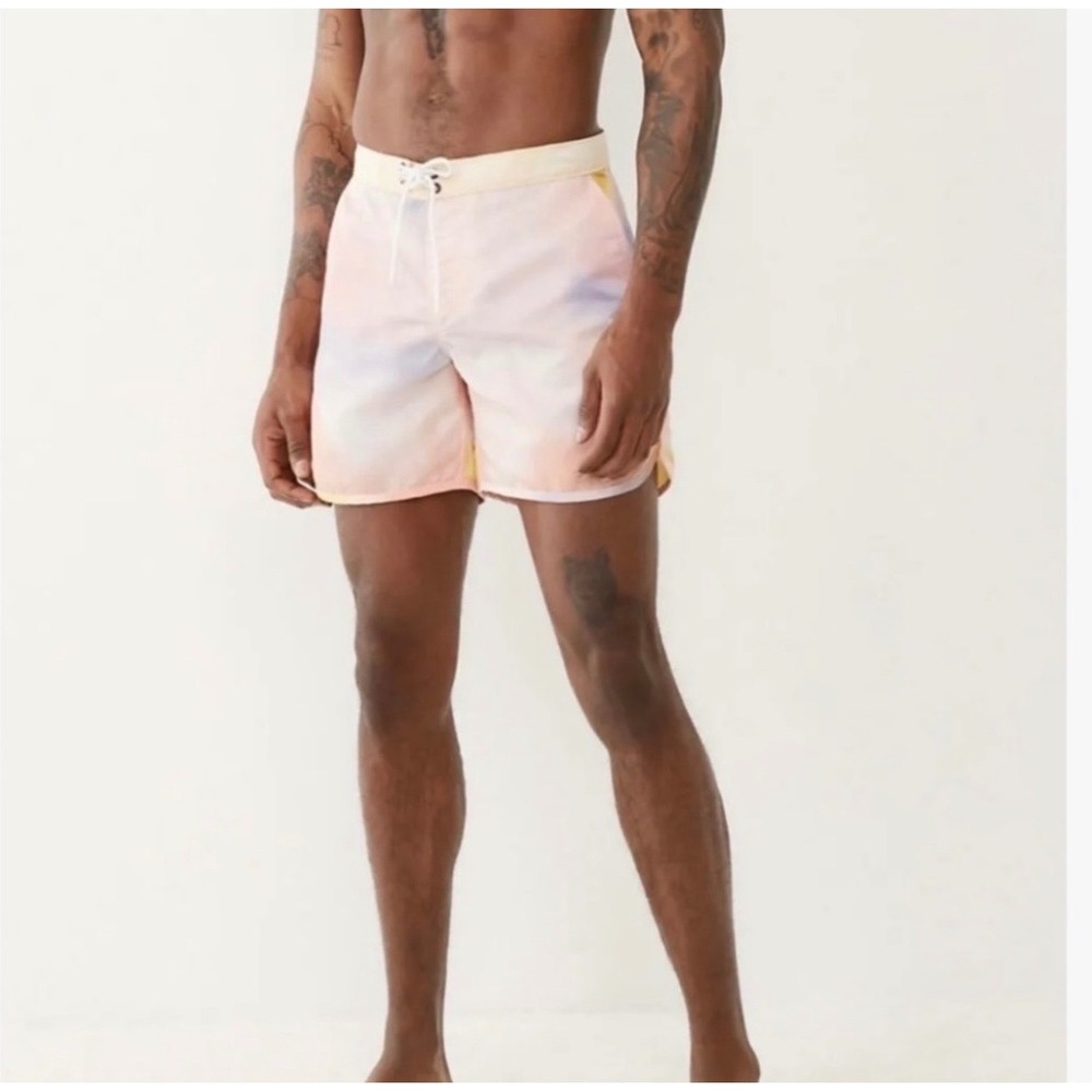 NWT True Religion‎ Ricky Relaxed Straight Tie Dye Swim Trunks Board Shorts Mens